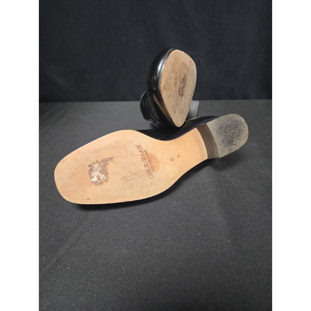 Cole Haan Black Leather Penny Loafers Size 6 B Italy Heel Women's F - Picture 7 of 7